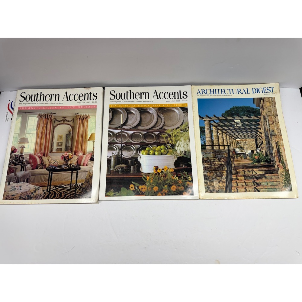 Vintage 1995 Southern Accents & Architectural Digest Magazines Lot of 3 Decor